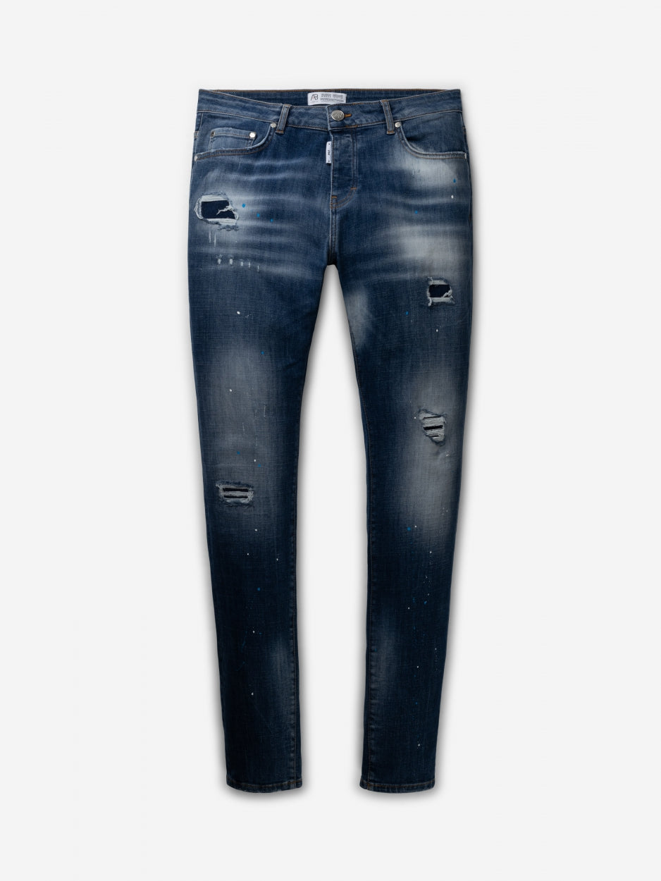 Slim Denim Jeans | Blue - Paint