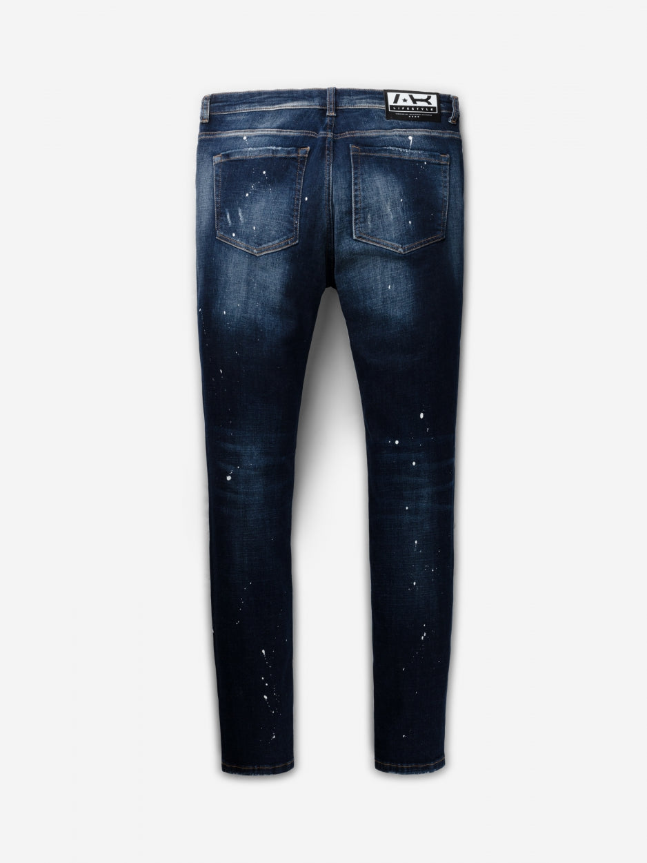 Slim Denim Jeans | Dark Blue - Paint