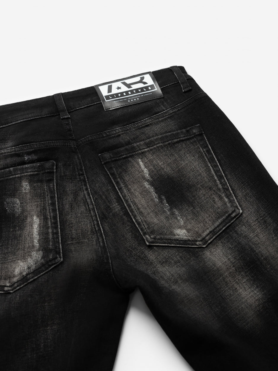 Slim Denim Jeans | Damaged - Black