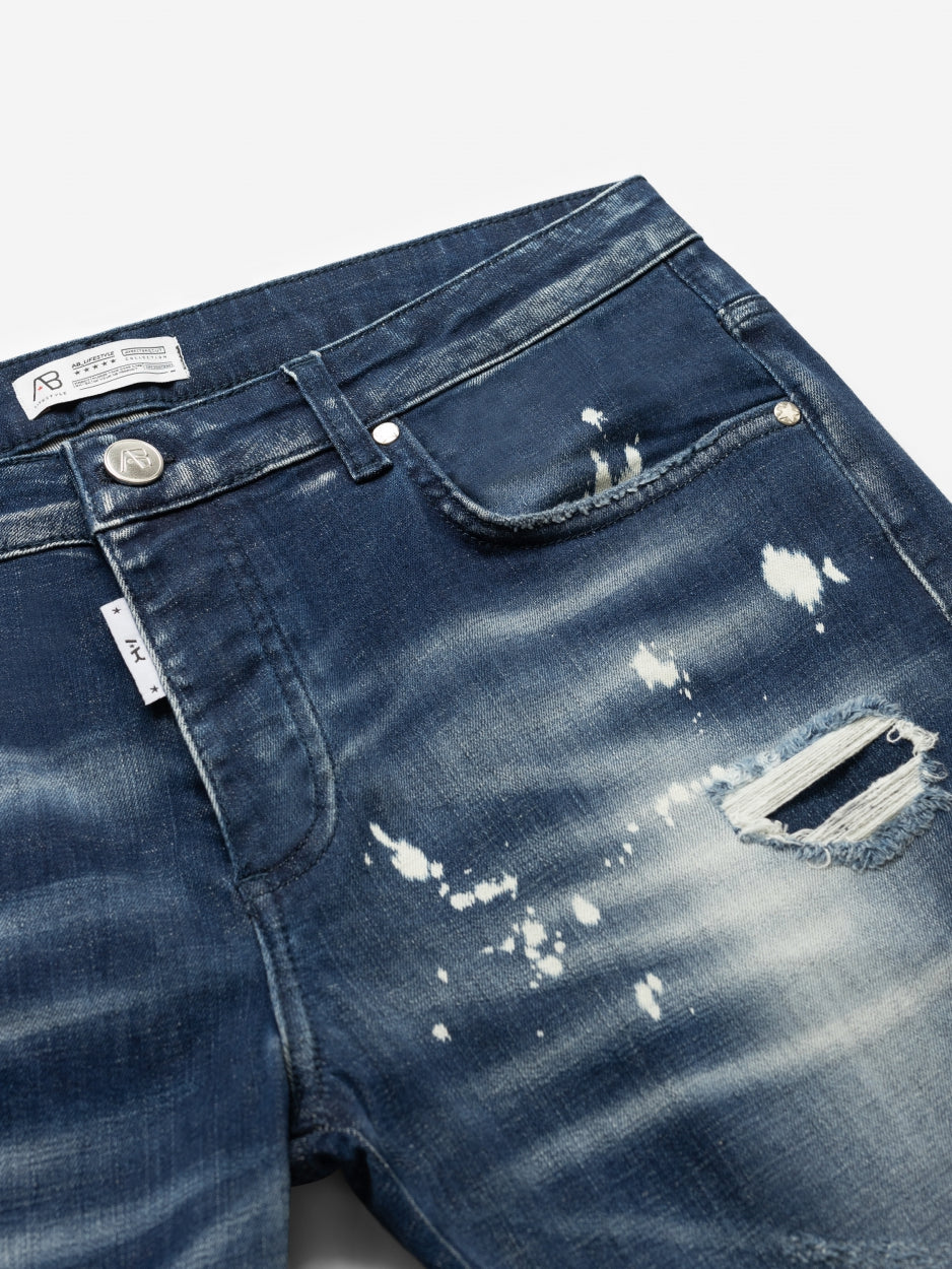 Slim Denim Jeans | Mid Blue - Bleach