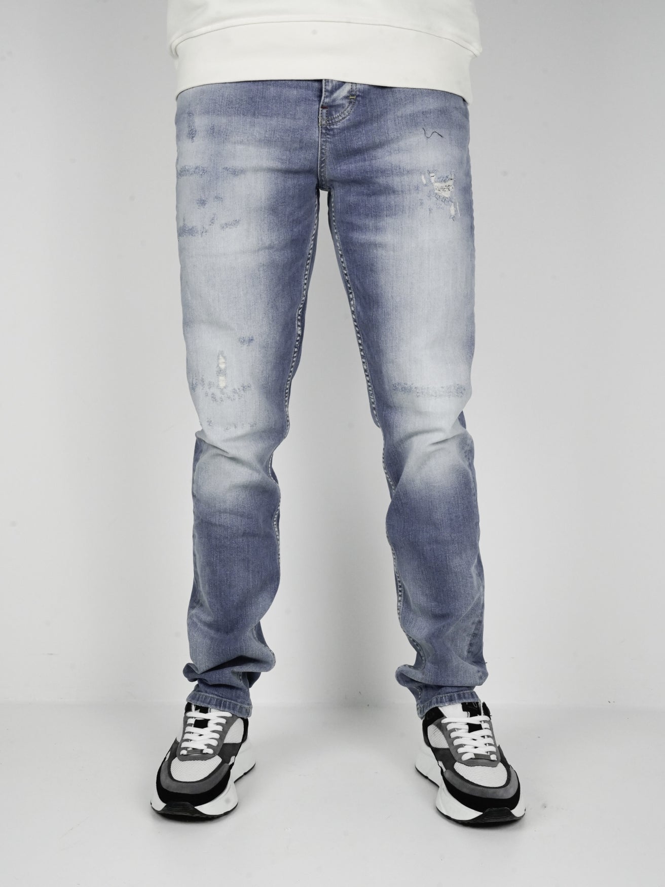 Slim-Fit Denim Jeans Paint | Dark Blue | Mid Blue