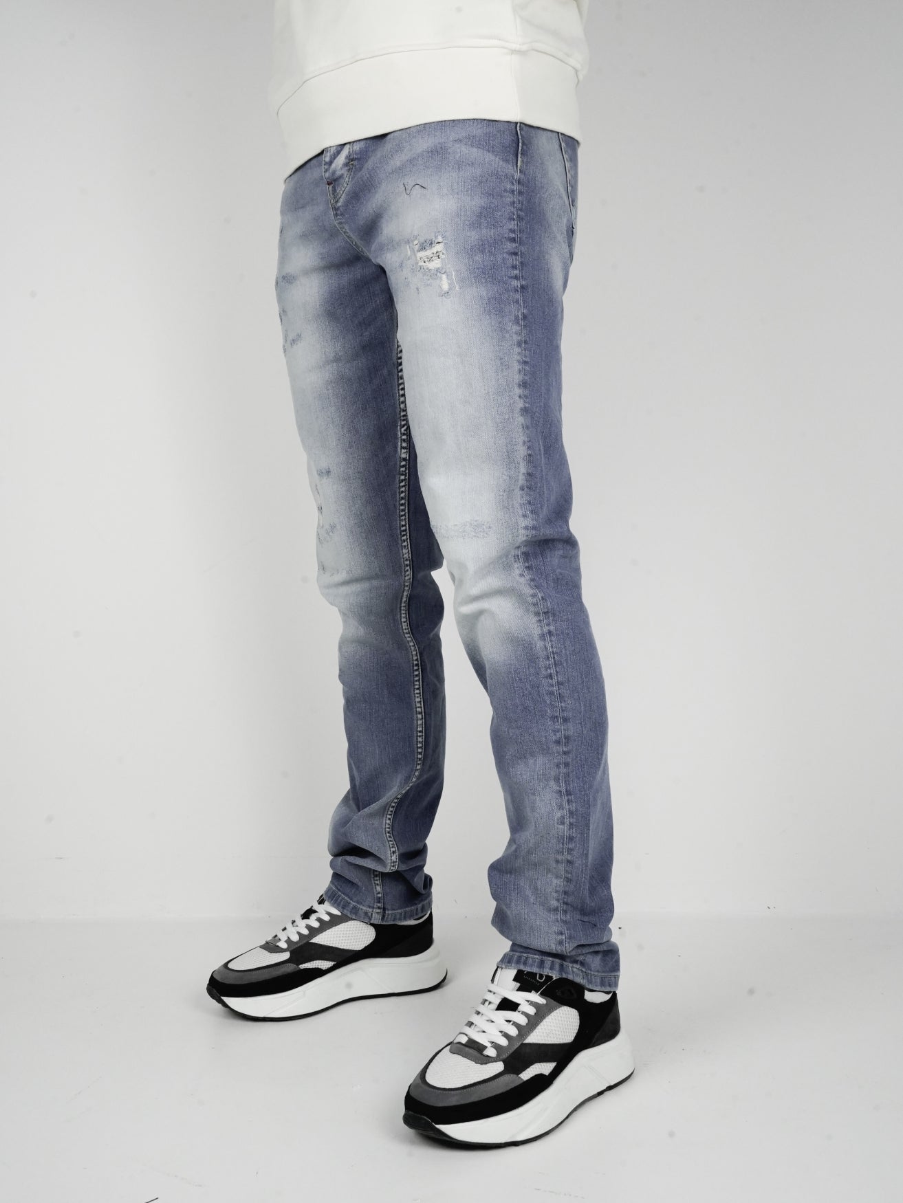 Slim-Fit Denim Jeans Paint | Dark Blue | Mid Blue