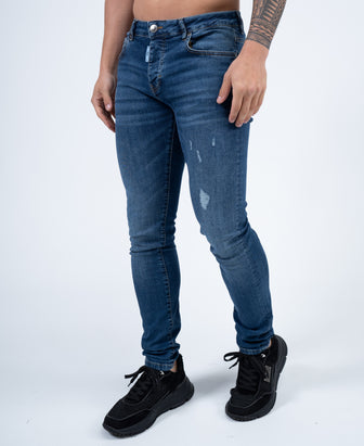 Slim-Fit Denim Jeans Paint | Dark Blue