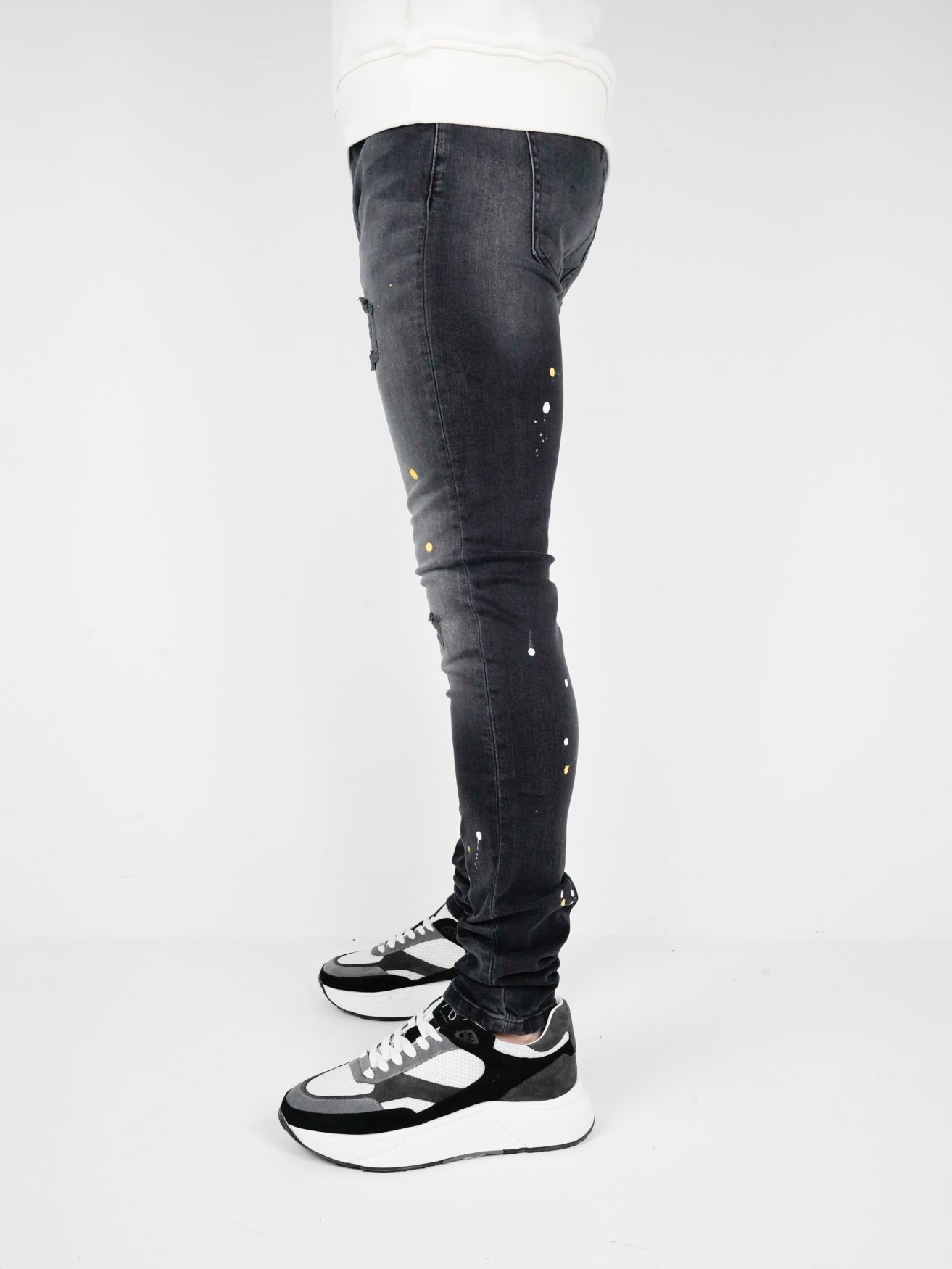 Slim-Fit Denim Jeans Paint | Dark Blue | Jet Black