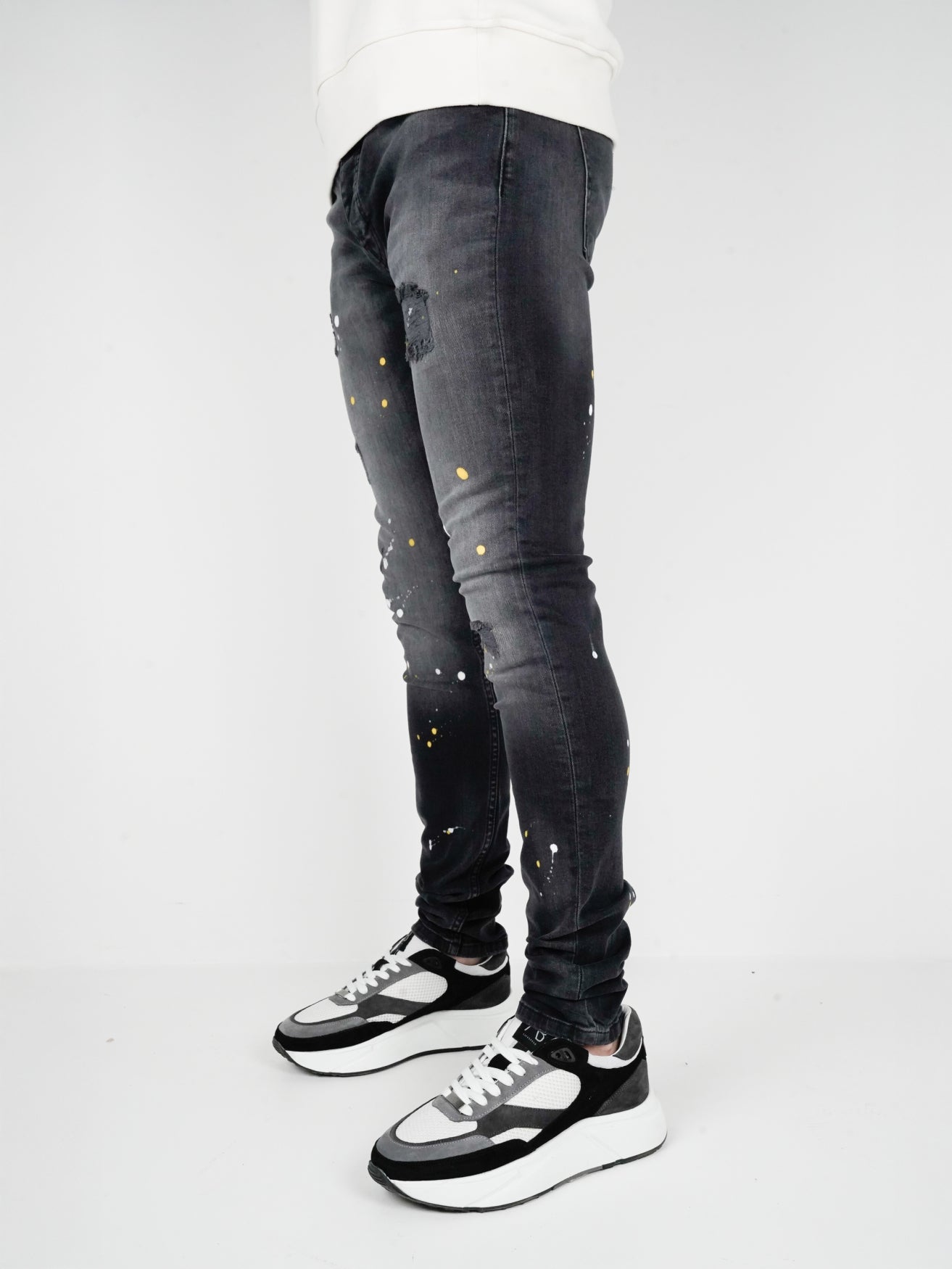 Slim-Fit Denim Jeans Paint | Dark Blue | Jet Black