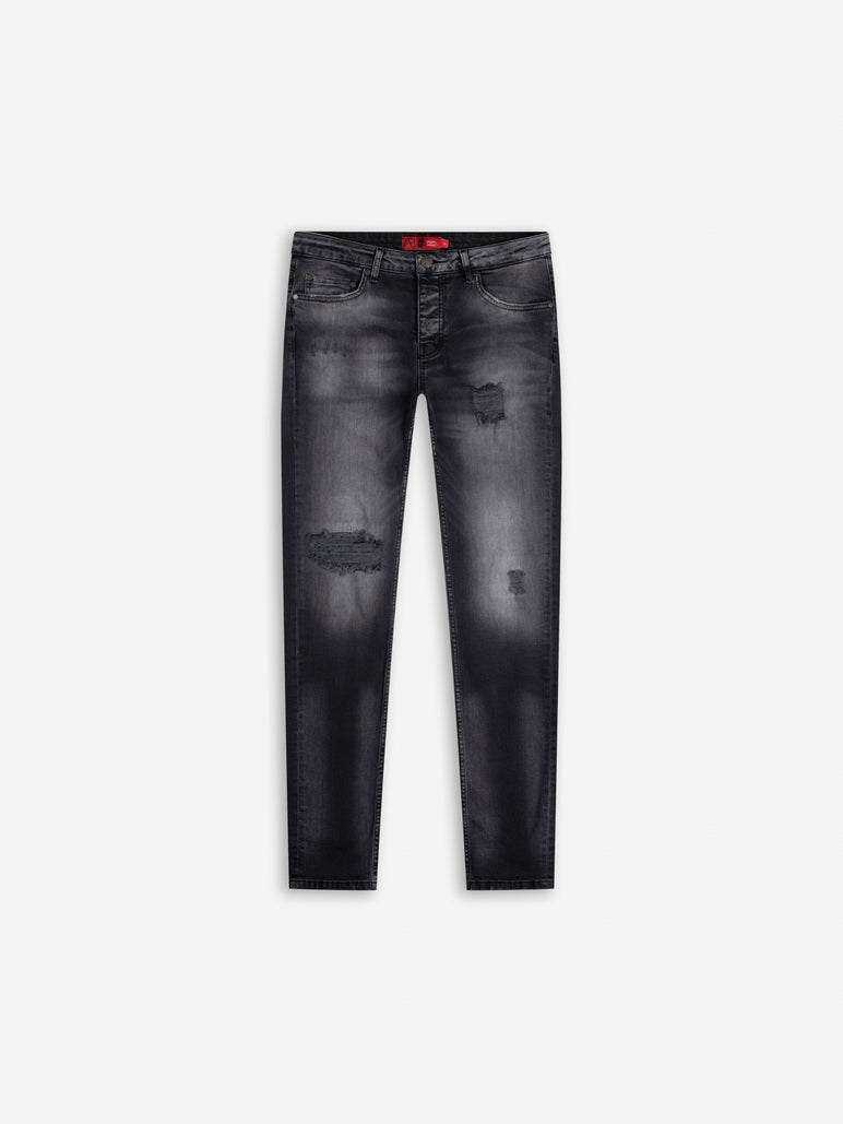 Slim-Fit Denim Jeans Paint | Dark Blue | Jet Black