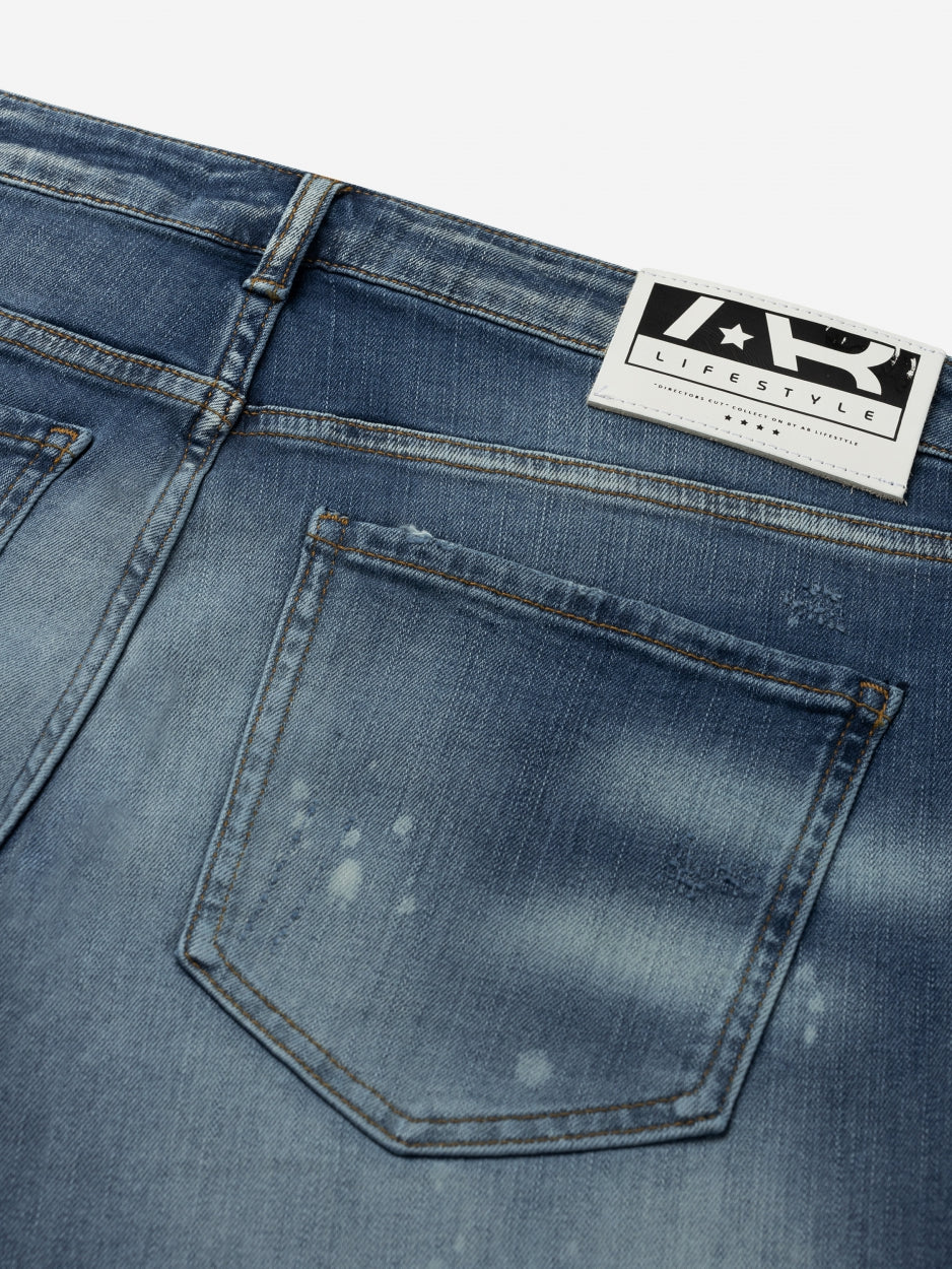 Short Denim Jeans | Light Blue - Destroyed Paint