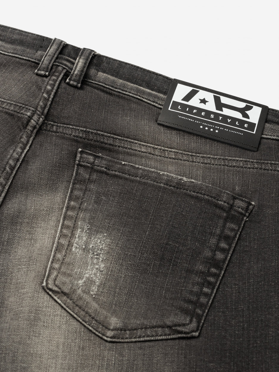 Short Denim Jeans | Dark Grey - Destroyed
