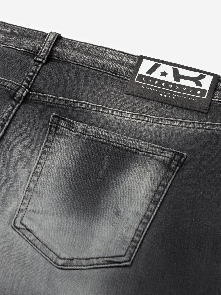 Slim Denim Jeans | Dark Grey - Destroyed Paint