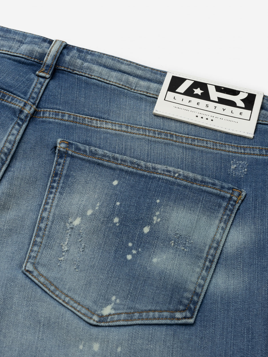 Slim Denim Jeans | Light Blue - Destroyed Paint