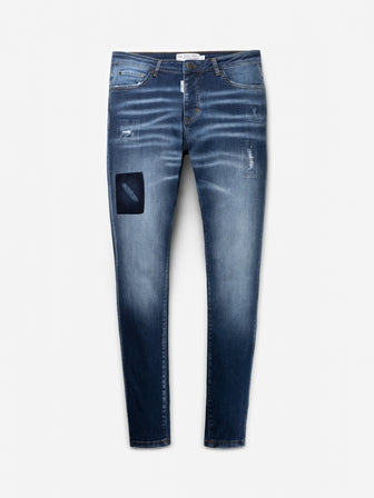 Slim Denim Jeans | Mid Blue - Destroyed