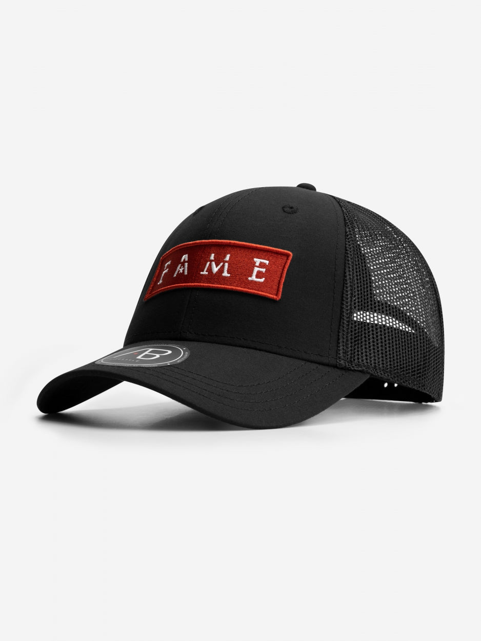 Fame Retro Trucker Cap | Black / Red