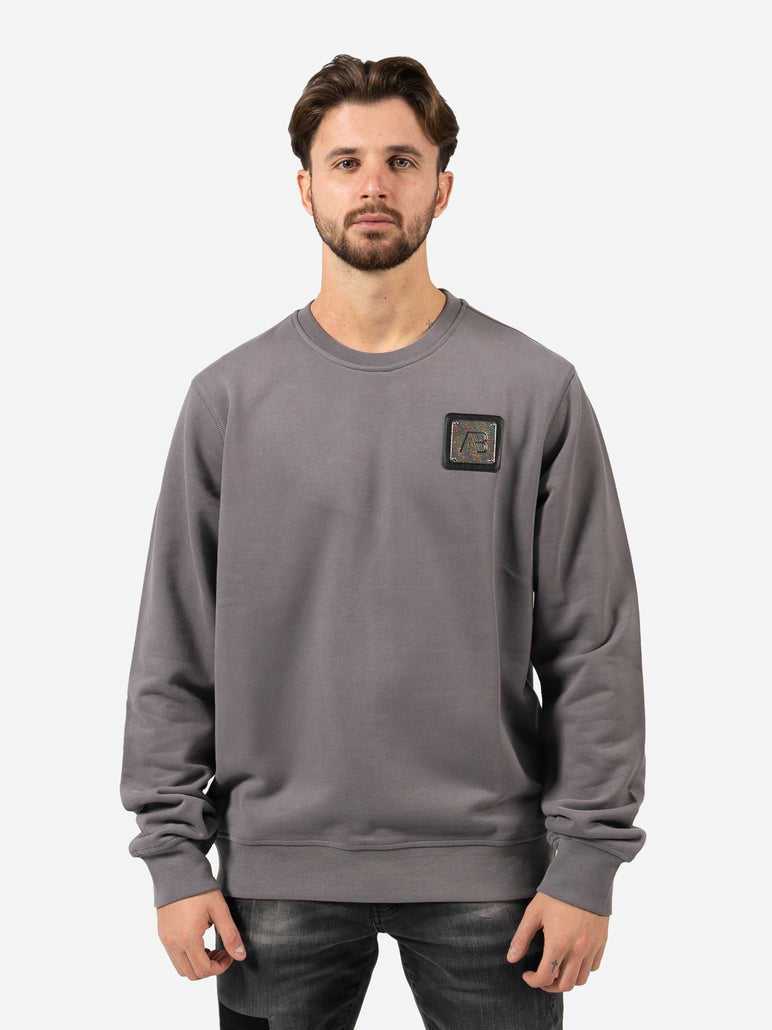 Loose-Fit Metal Crewneck | Steel Gray