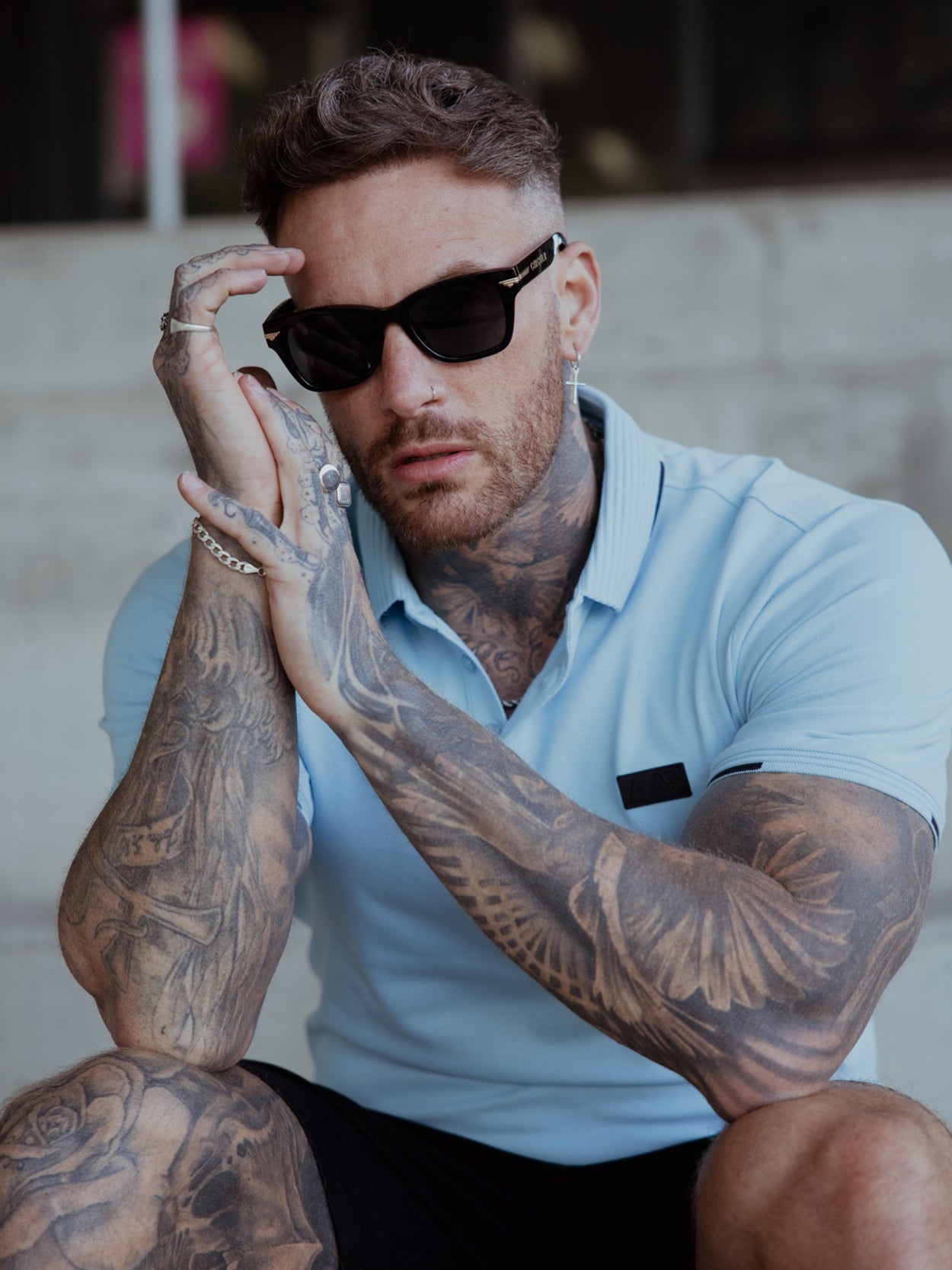 Triple Coloured Polo | Sky Blue