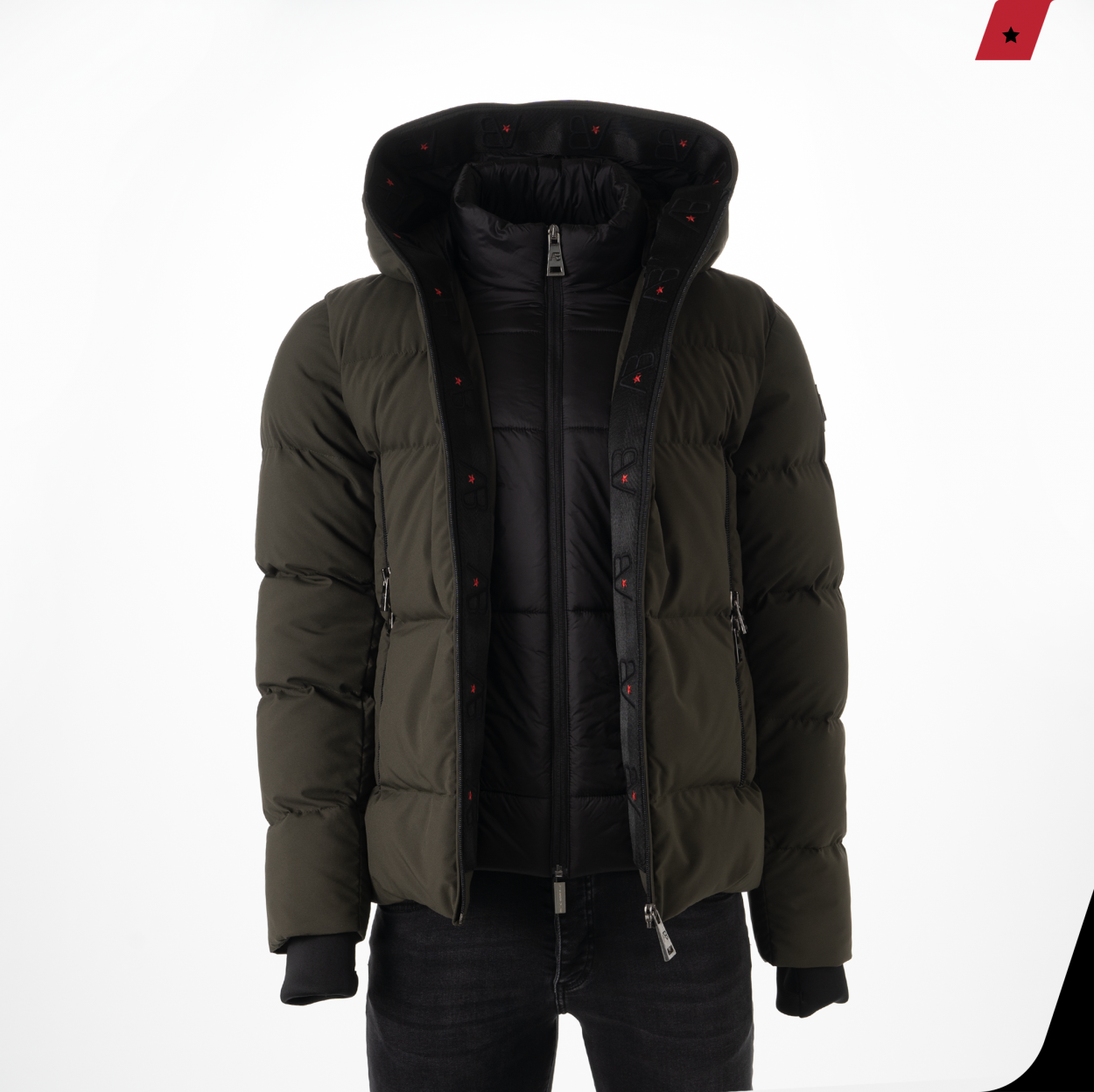 Hooded Down Jacket | Army Green
