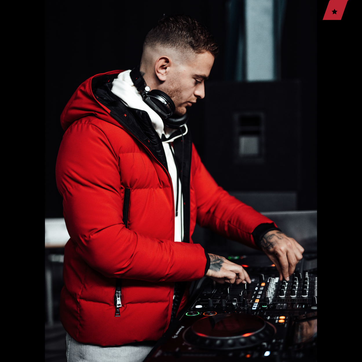 Hooded Down Jacket | Red